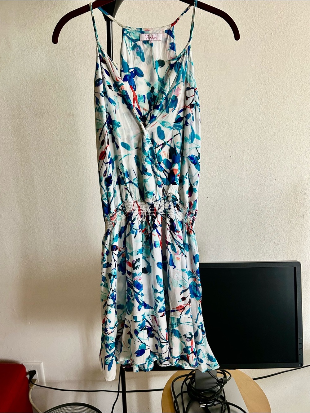 Parker Teal and Blue Floral Dress